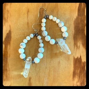 Hand made white crystal earrings